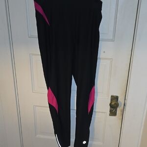 Black Athletic Leggings with Hot Pink Accents
